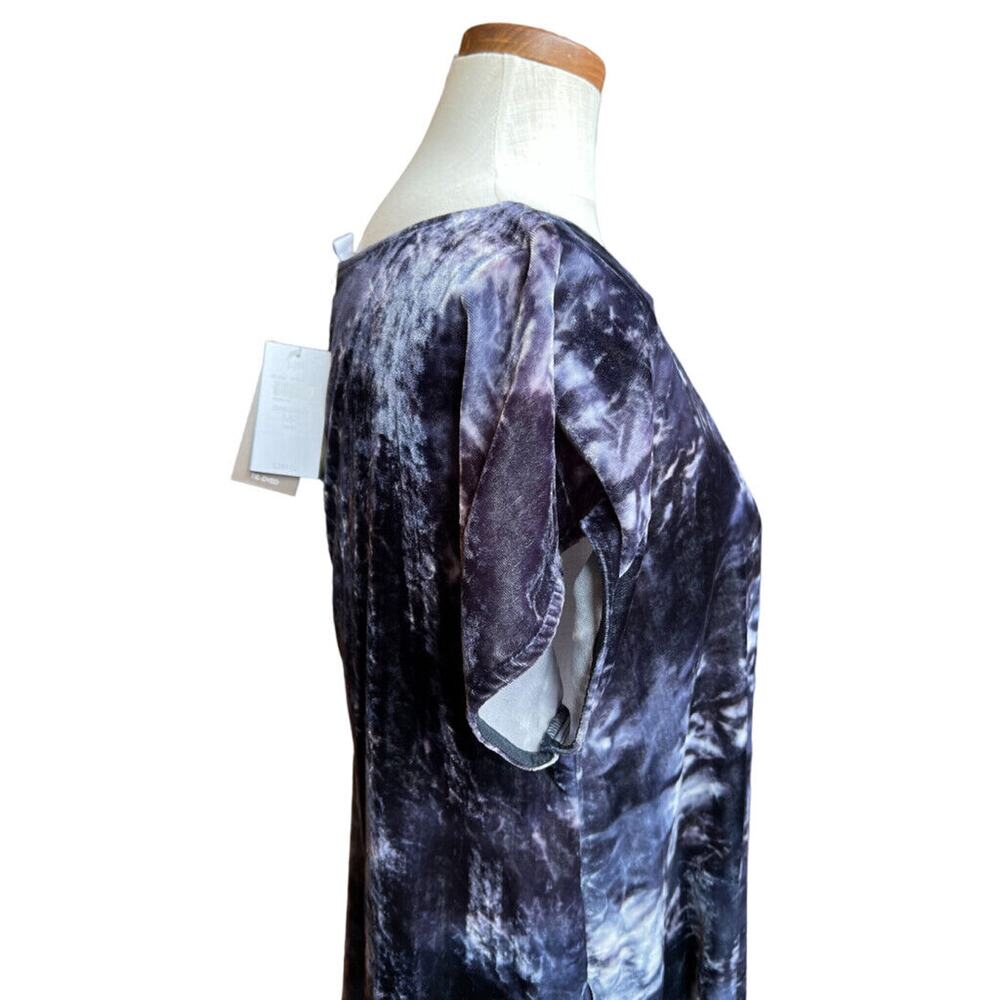 Pure Jill Deep Blue Tie-Dyed Velvet Velour Short Sleeve Dress NWT Medium Petite - Picture 3 of 12